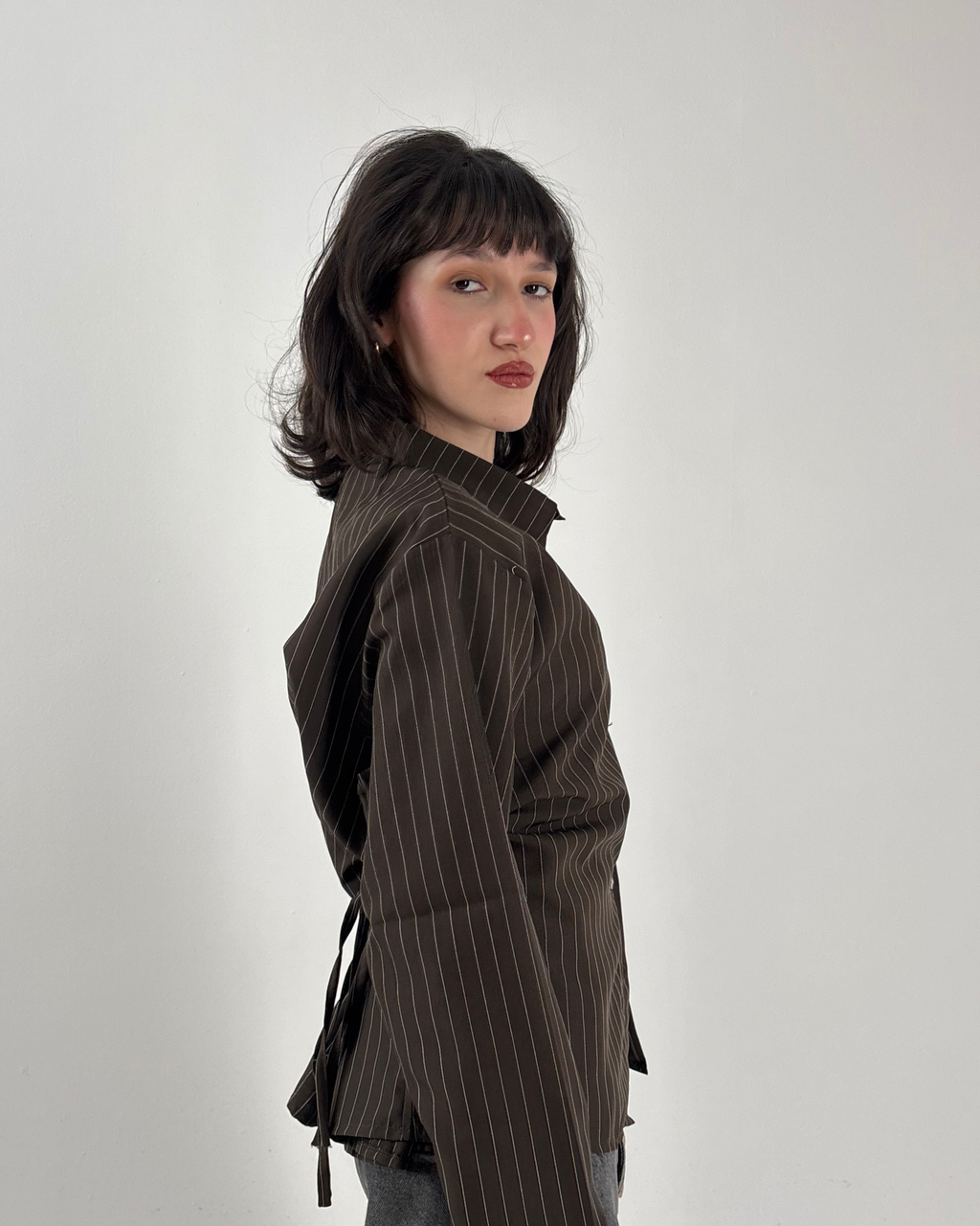 Cinched Waist Shirt in Brown