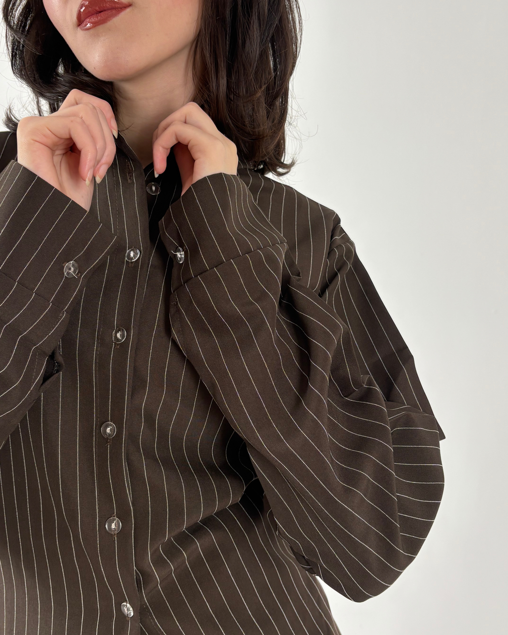 Cinched Waist Shirt in Brown