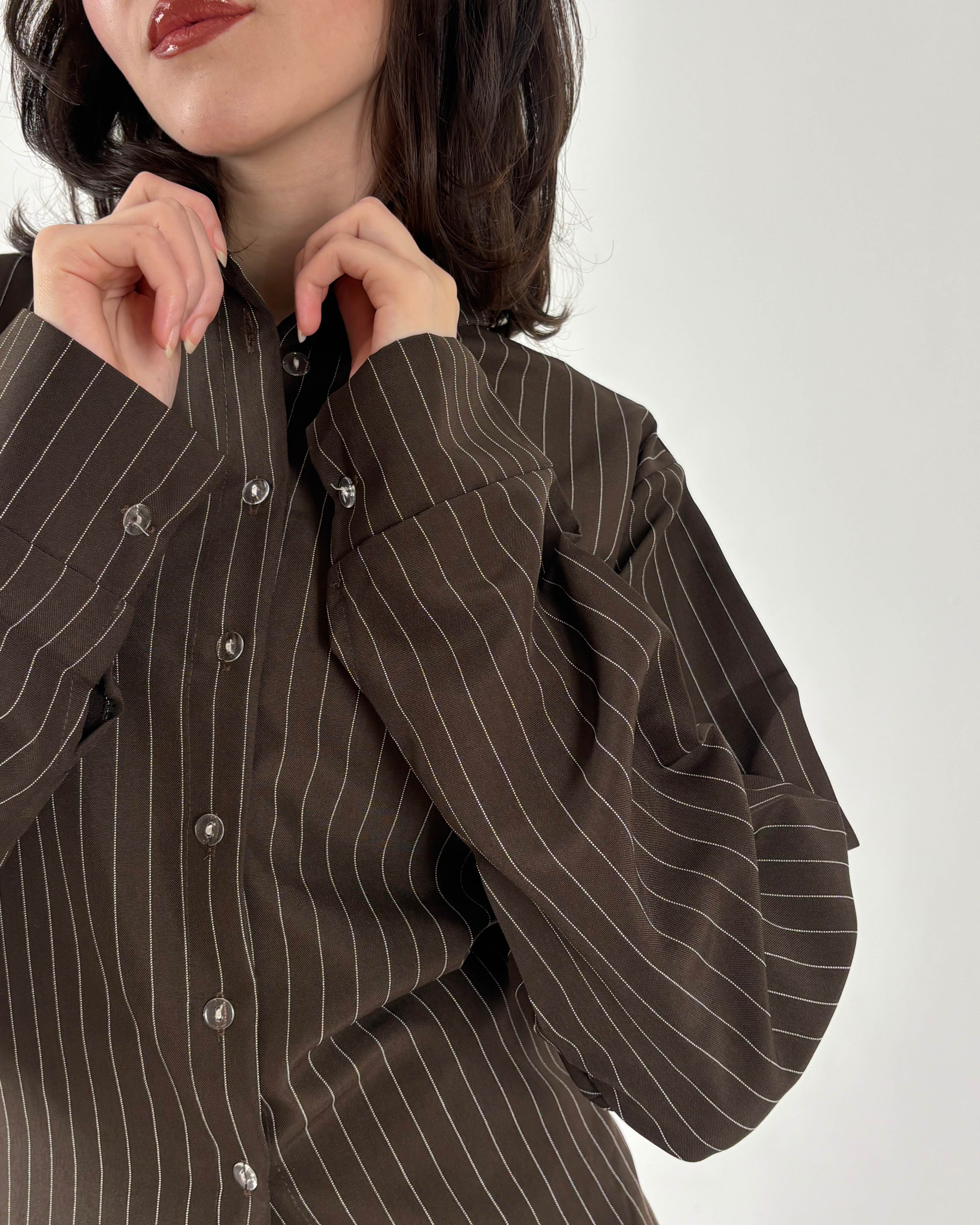 Cinched Waist Shirt in Brown