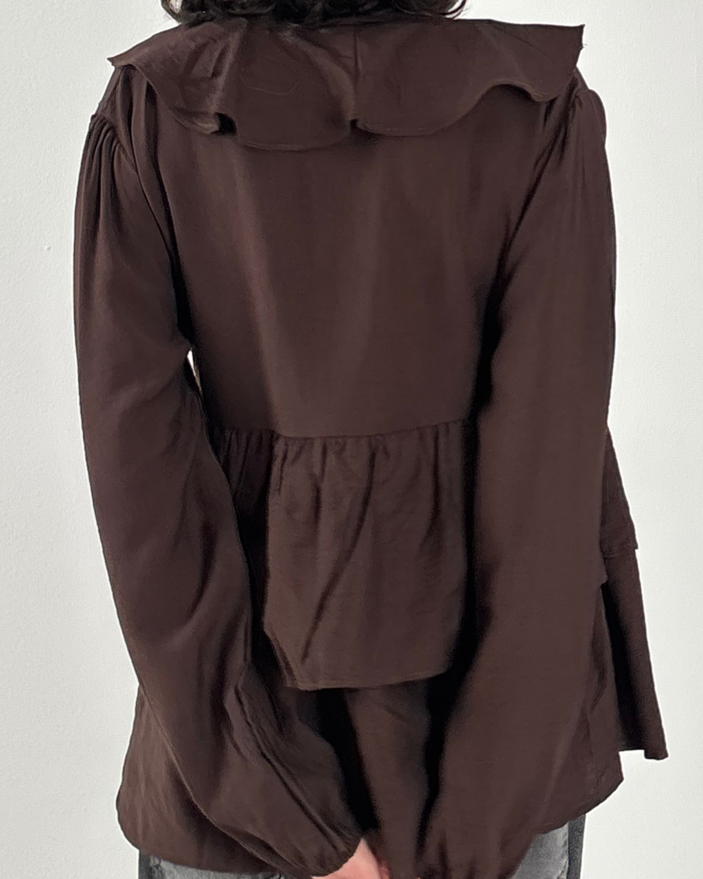 Ruffled Blouse in Brown