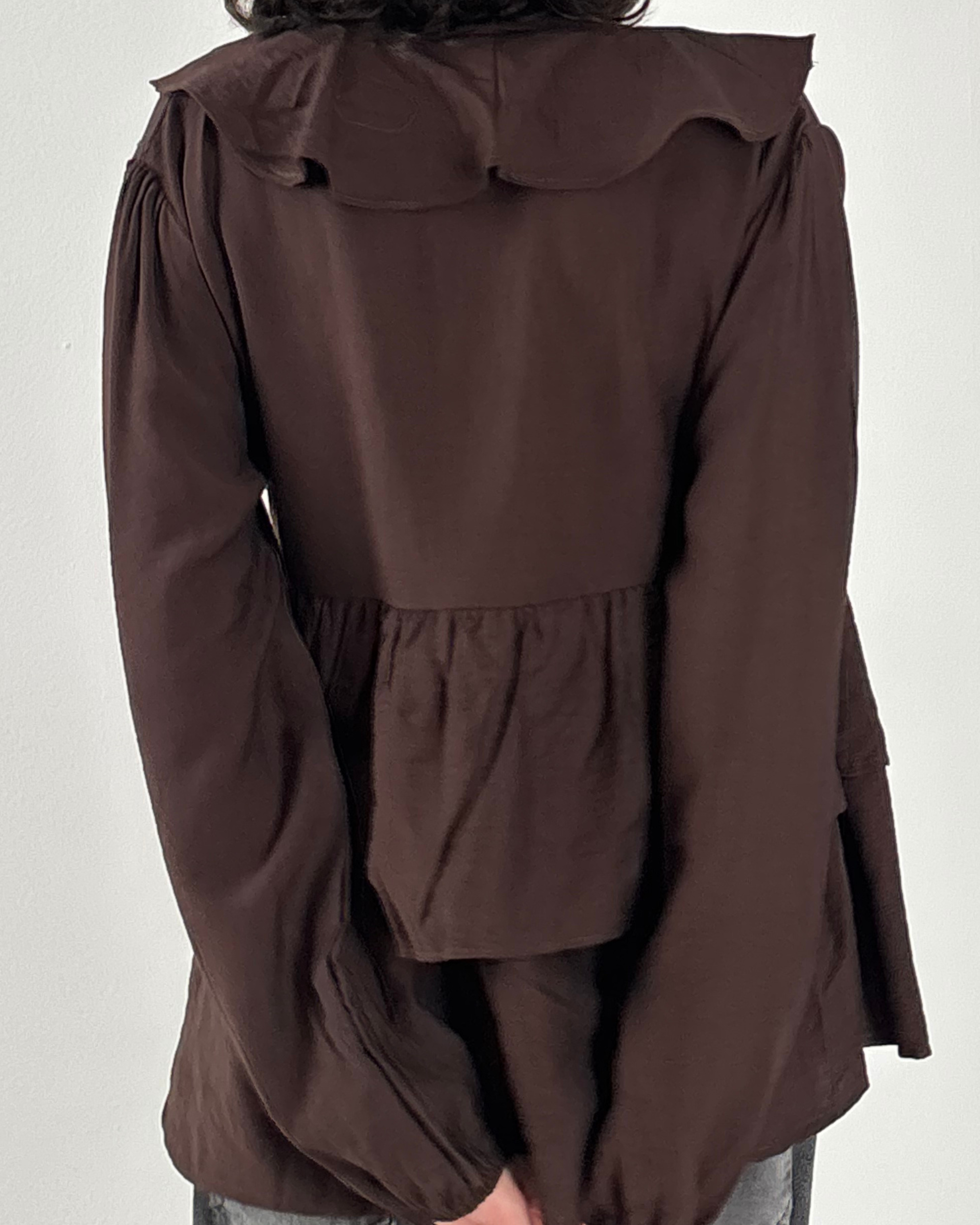 Ruffled Blouse in Brown