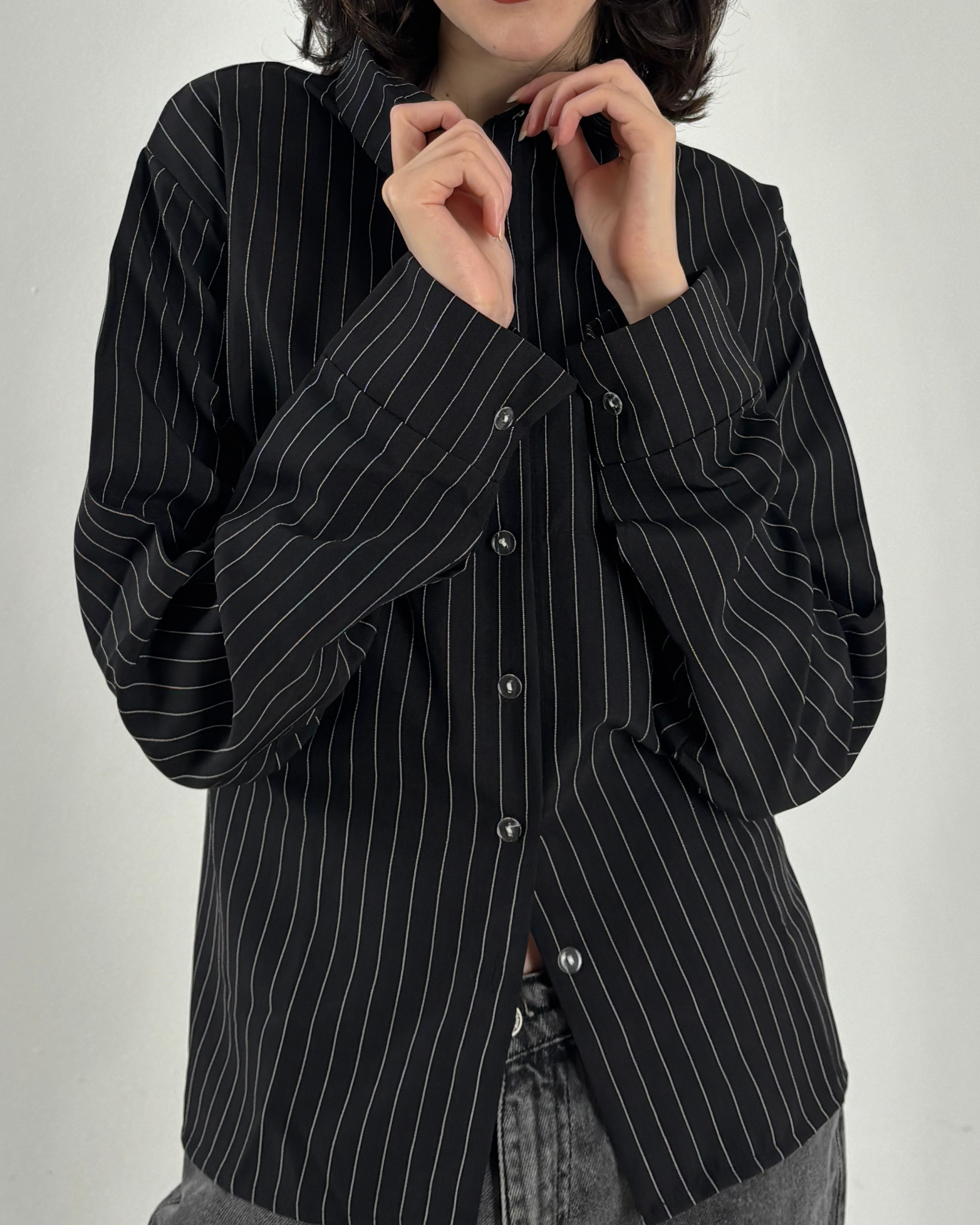 Cinched Waist Shirt in Black