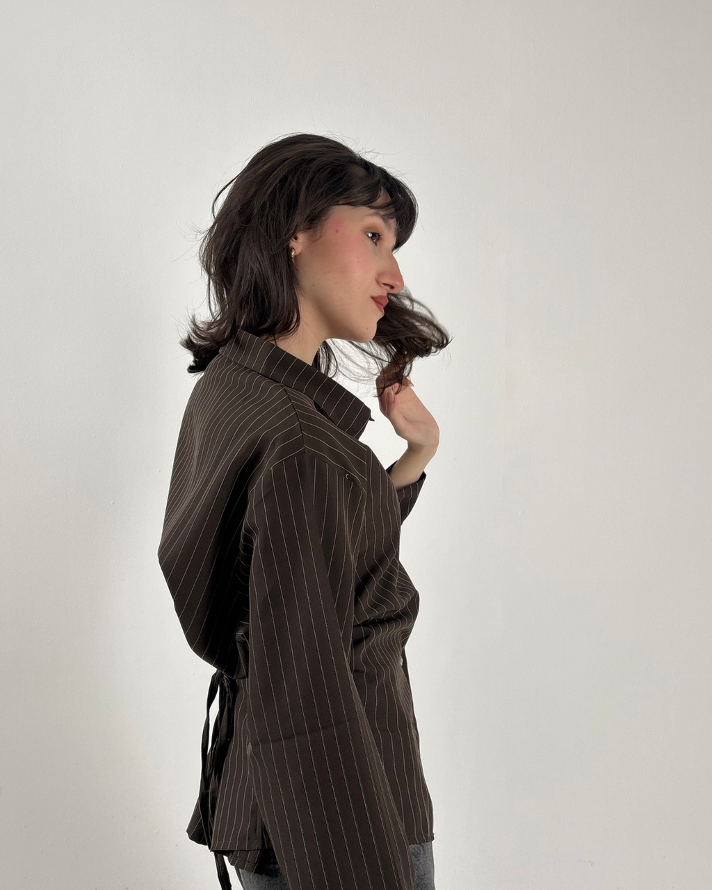 Cinched Waist Shirt in Brown