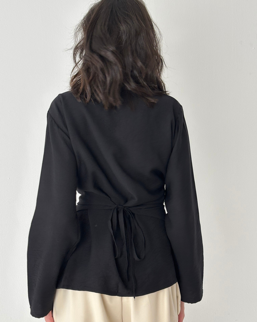 Linen-Blend Wrap Shirt
