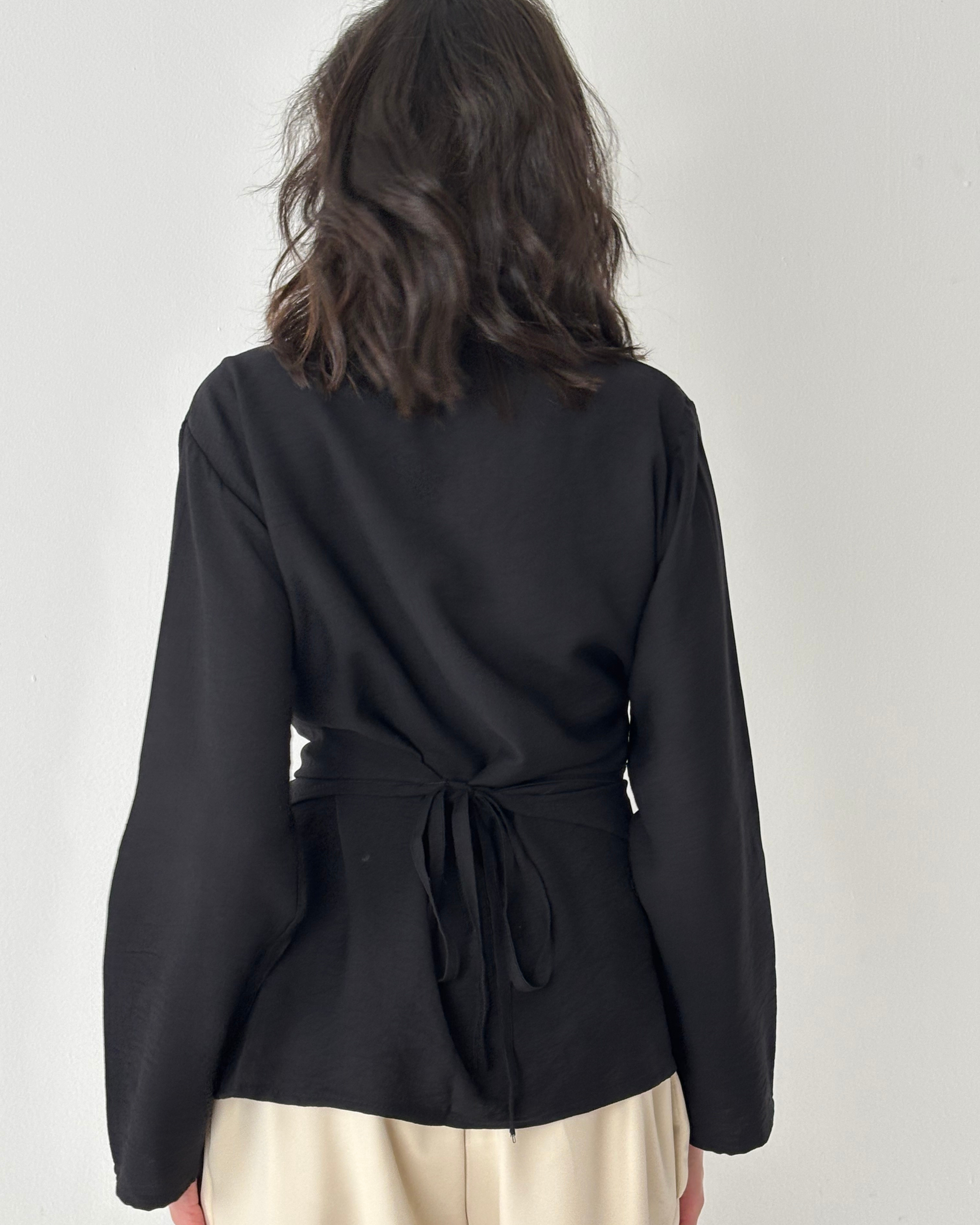 Linen-Blend Wrap Shirt