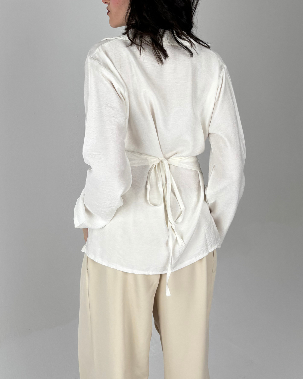 Linen-Blend Wrap Shirt