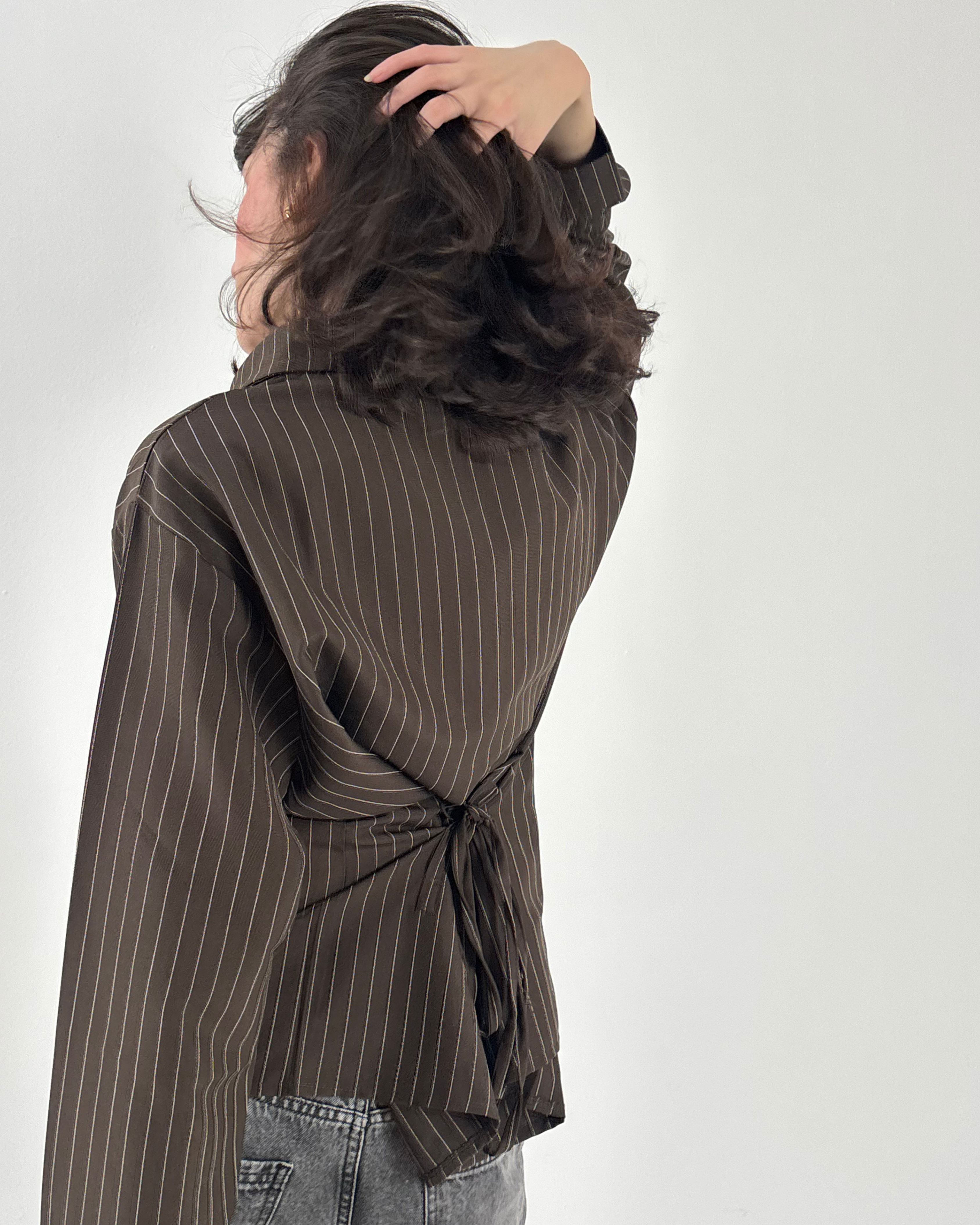 Cinched Waist Shirt in Brown