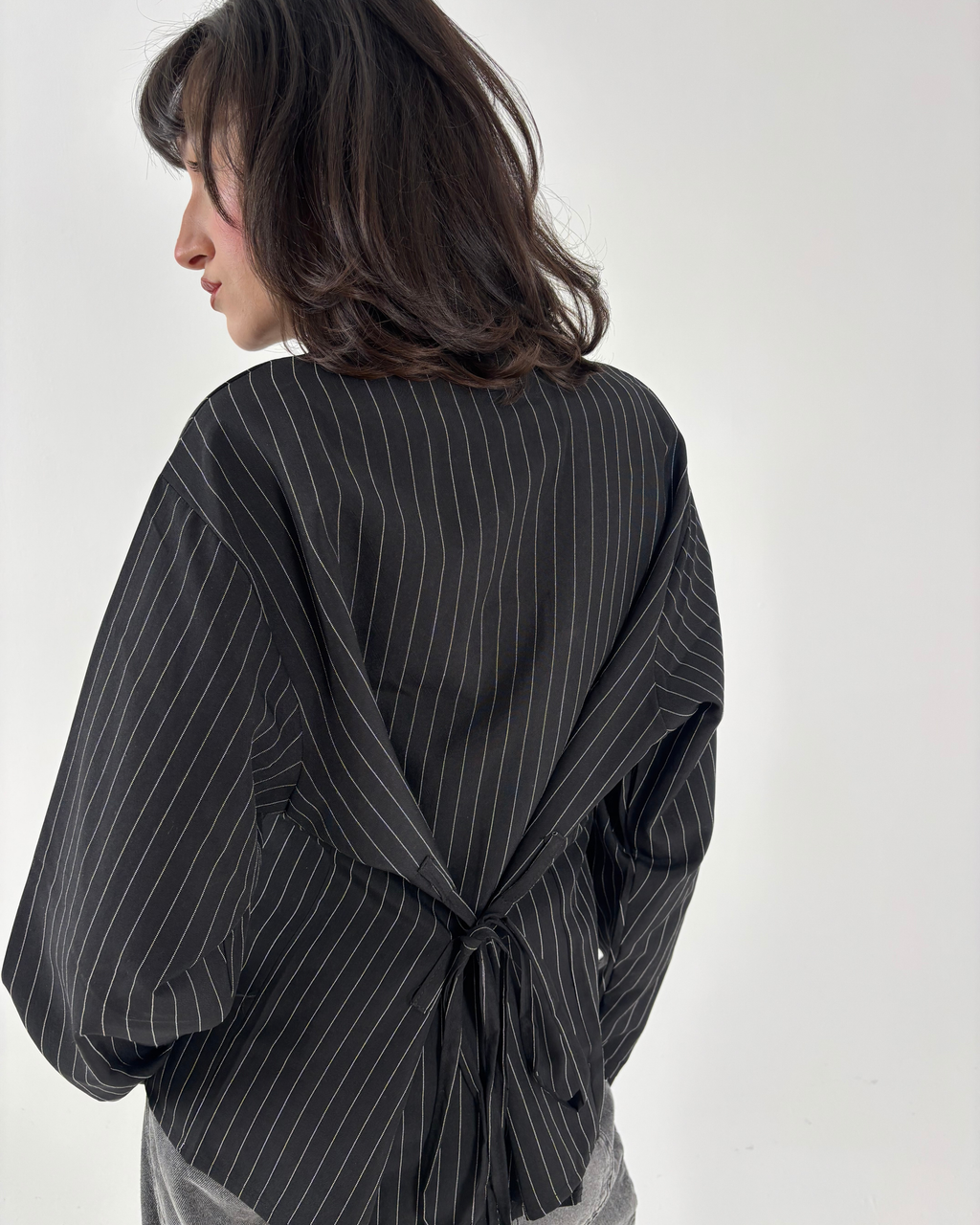 Cinched Waist Shirt in Black