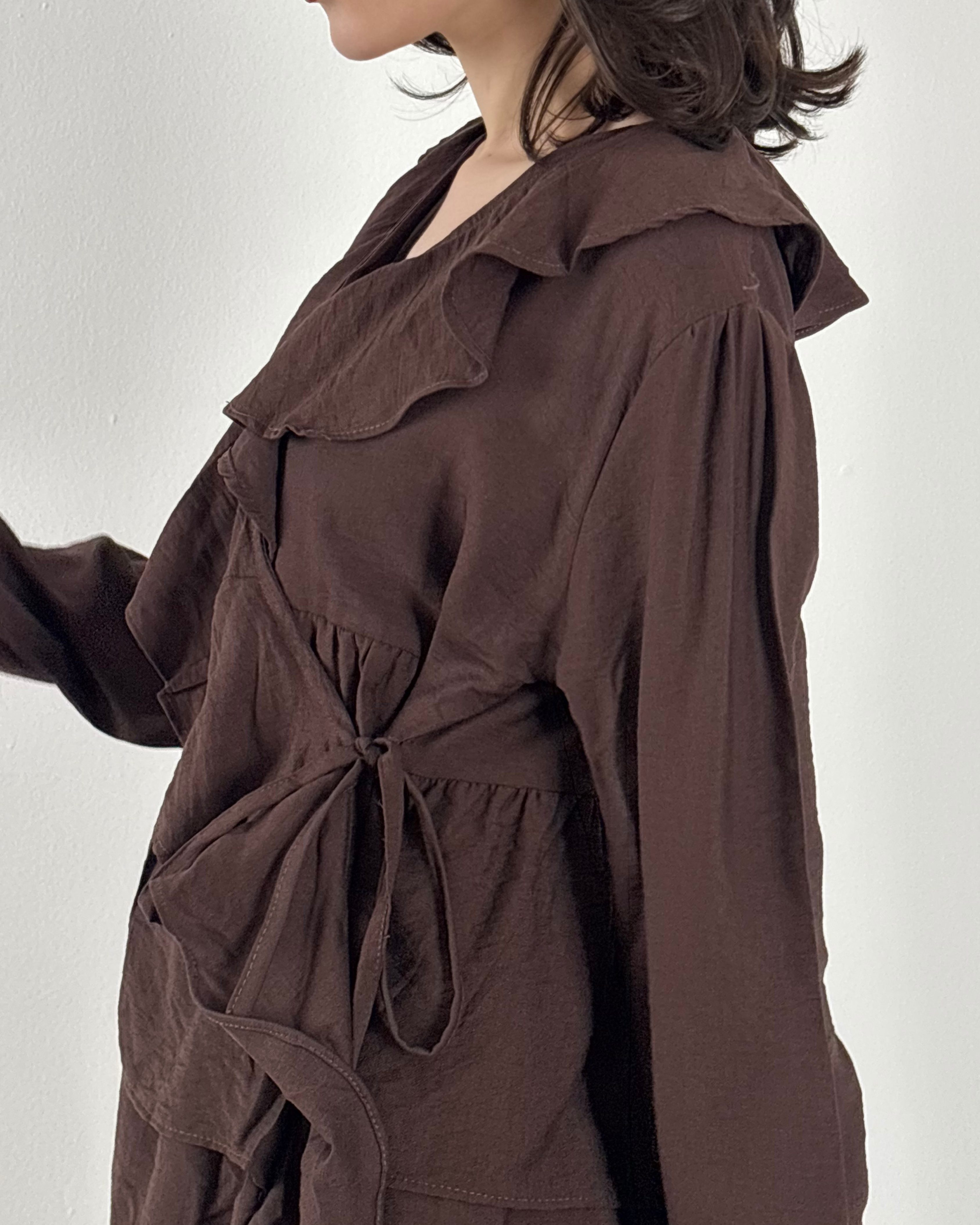 Ruffled Blouse in Brown